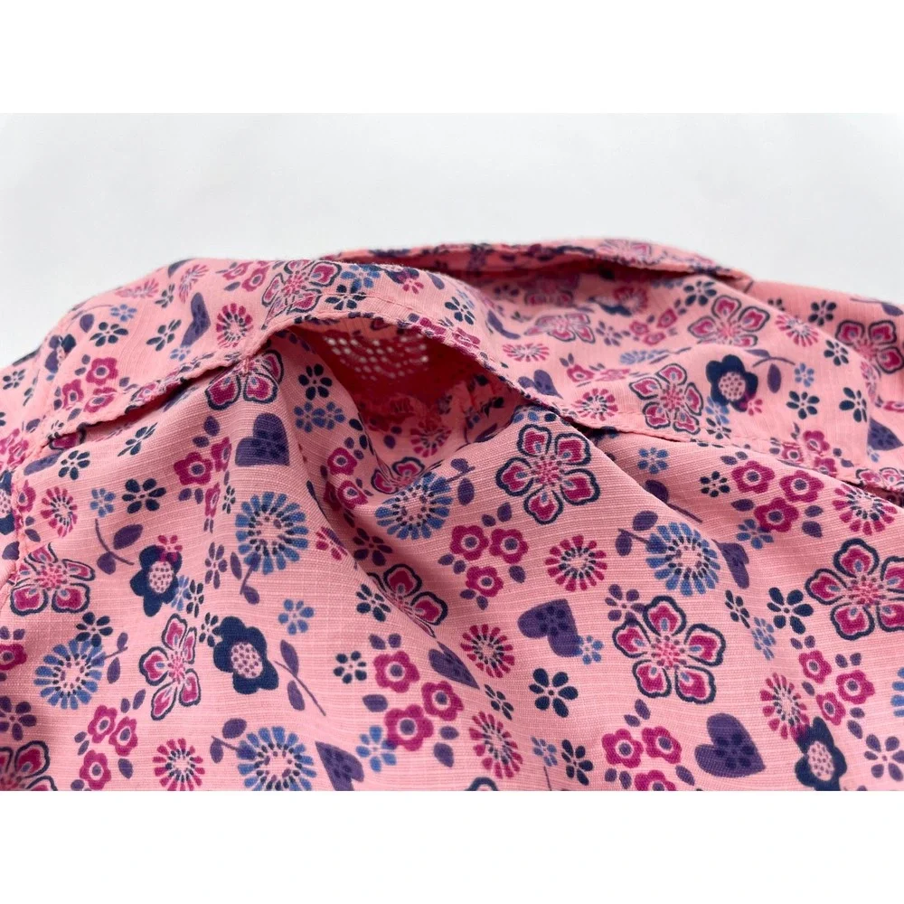 REI Infant Girl 12m Pink Long Sleeve Snap Shirt Vented Floral Nylon Outdoor